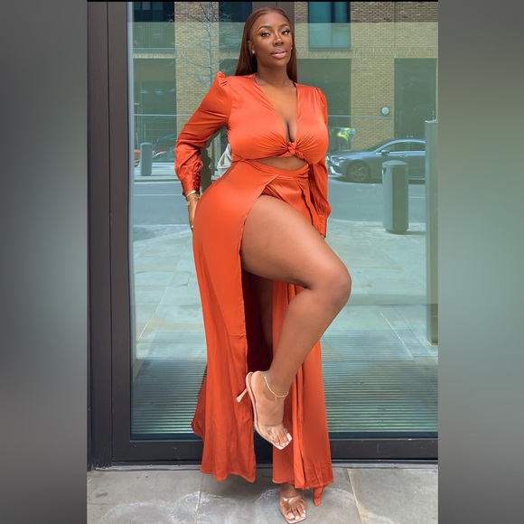 Fashion Nova Entice Me Satin Maxi Dress Bronze - Picture 7 of 8